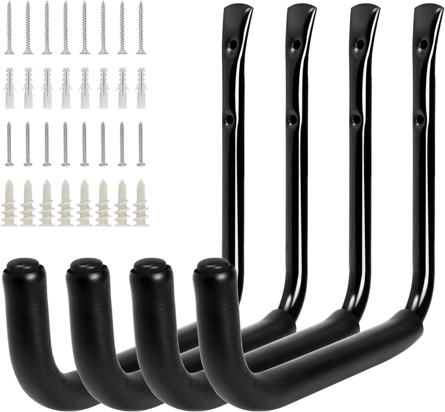 Metal Wall Hooks for Hanging Heavy Duty, 6Pcs Garage Organization and Storage Hook for Extension Cord Tool Coat Backpack Bag, Large Utility J Hooks, Black Wall Mount Hanges for Outdoor Indoor - Image 4