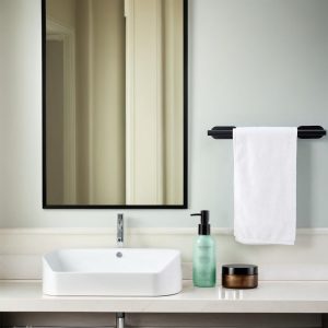 Adhesive Towel Rack Black No Drill Stainless Steel Holder - Image 3