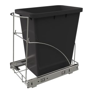 Trash Can Under Cabinet, Under sink Heavy Duty trash can oll-Out Sliding Adjustable Rack for Kitchen Trash Can, Chrome (Trash Can Not Included) - Image 1