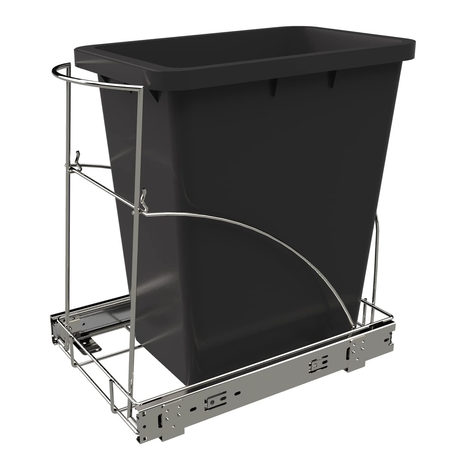 Trash Can Under Cabinet, Under sink Heavy Duty trash can oll-Out Sliding Adjustable Rack for Kitchen Trash Can, Chrome (Trash Can Not Included) - Image 1