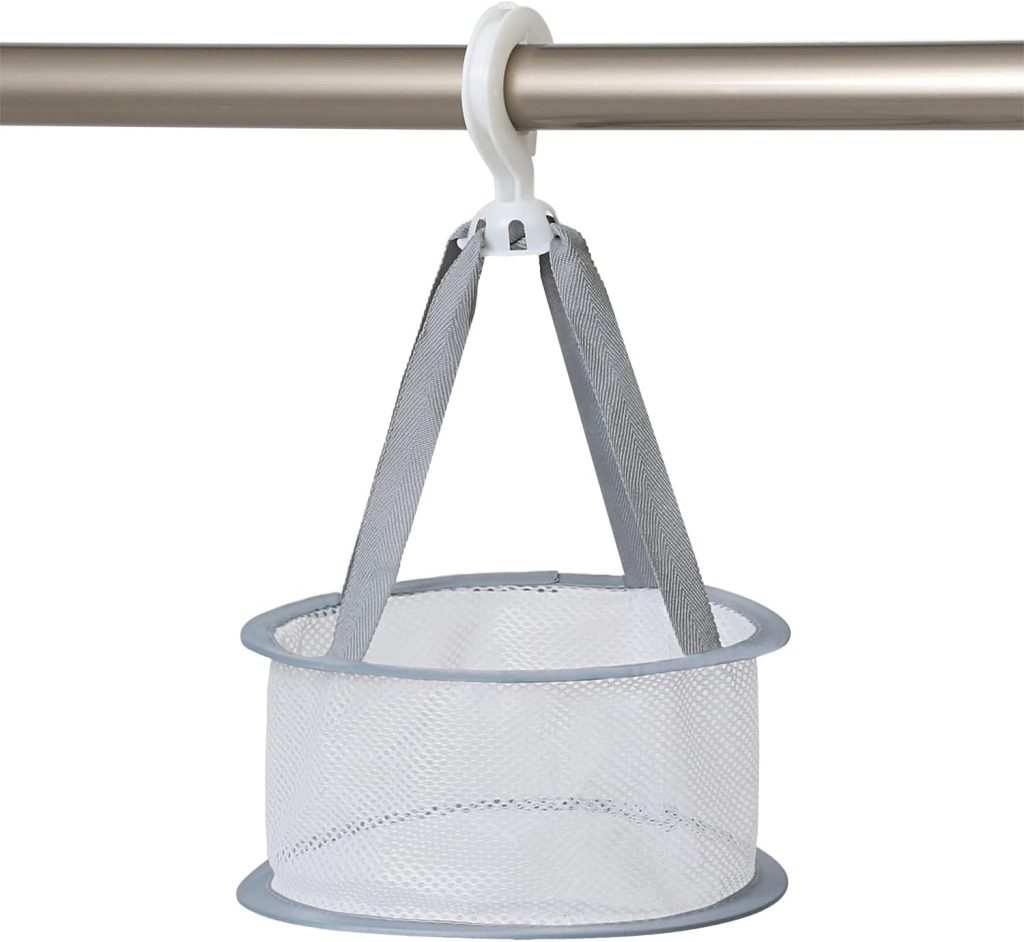 Two-Tier Gray Hanging Mesh Laundry Drying Net with Bottom Zipper