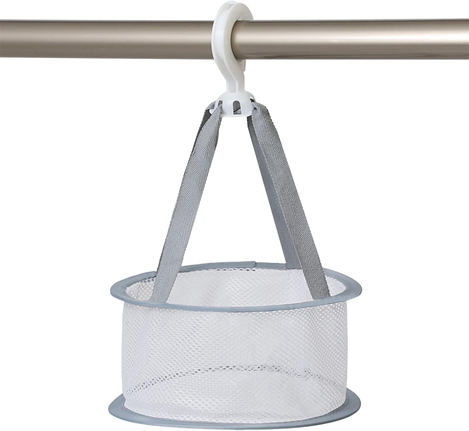 Two-Tier Gray Hanging Mesh Laundry Drying Net with Bottom Zipper - Image 4