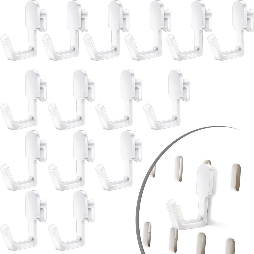 15 Pcs Heavy-Duty Pegboard Hooks Adjustable Hanging Hooks for Garage, Home, Office Storage, Indoor Wall Organizer Accessories