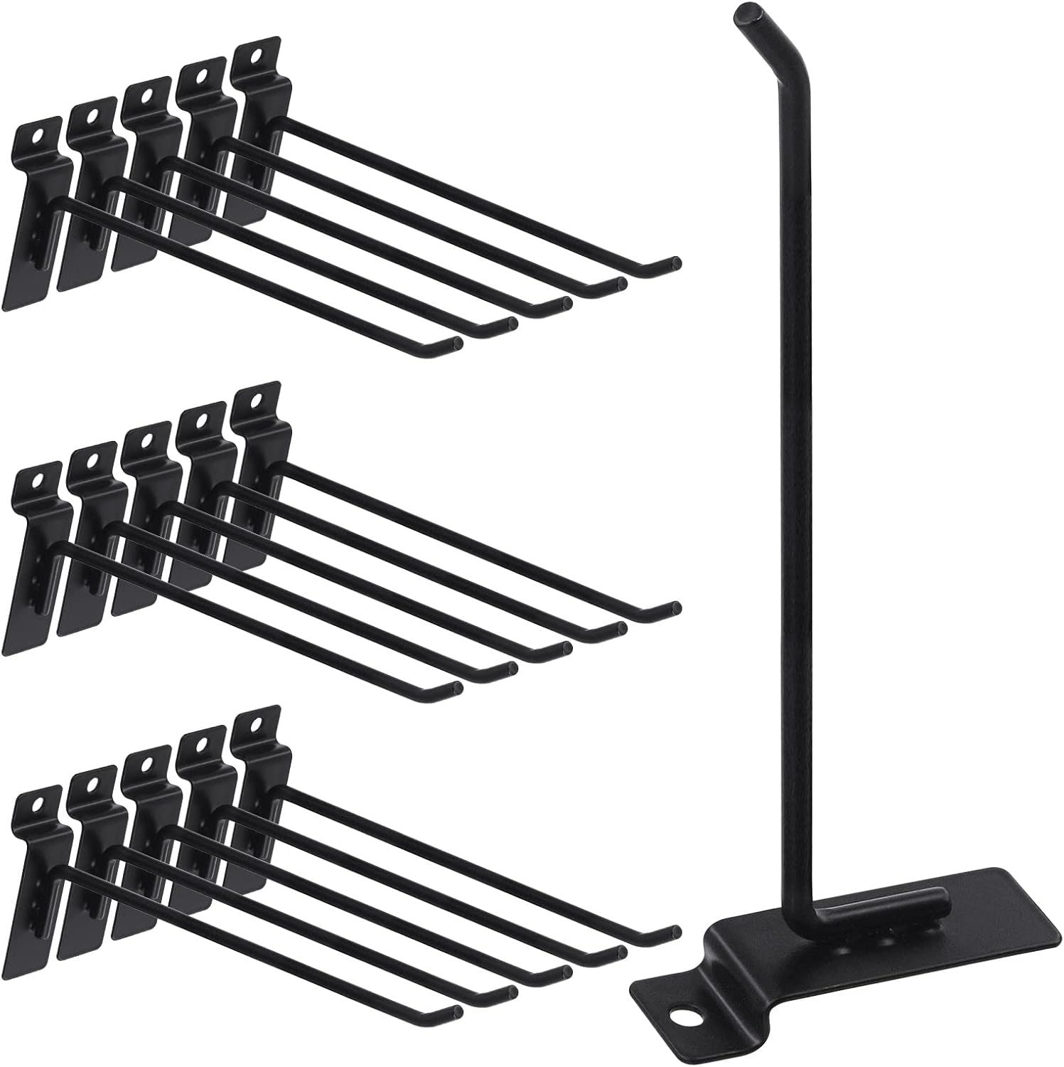 20Pcs 8 Inch Heavy Duty Slatwall Hooks Assortment Kit, Slatwall Accessories Slatwall Panel Hooks Garage Organization Slat Wall Hooks Pegboard Gridwall Hooks Display Hooks for Retail Black - Image 1