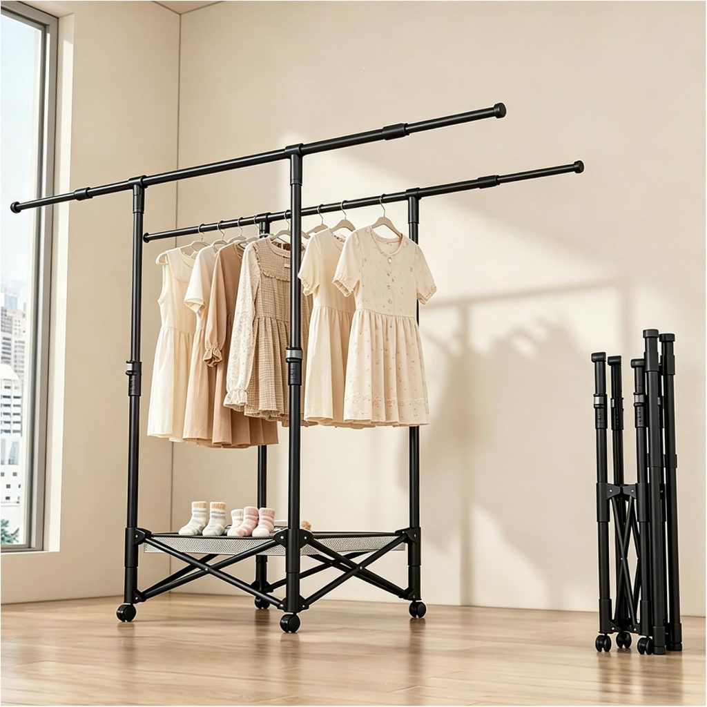 Double-Rod Rolling Clothes Drying Rack