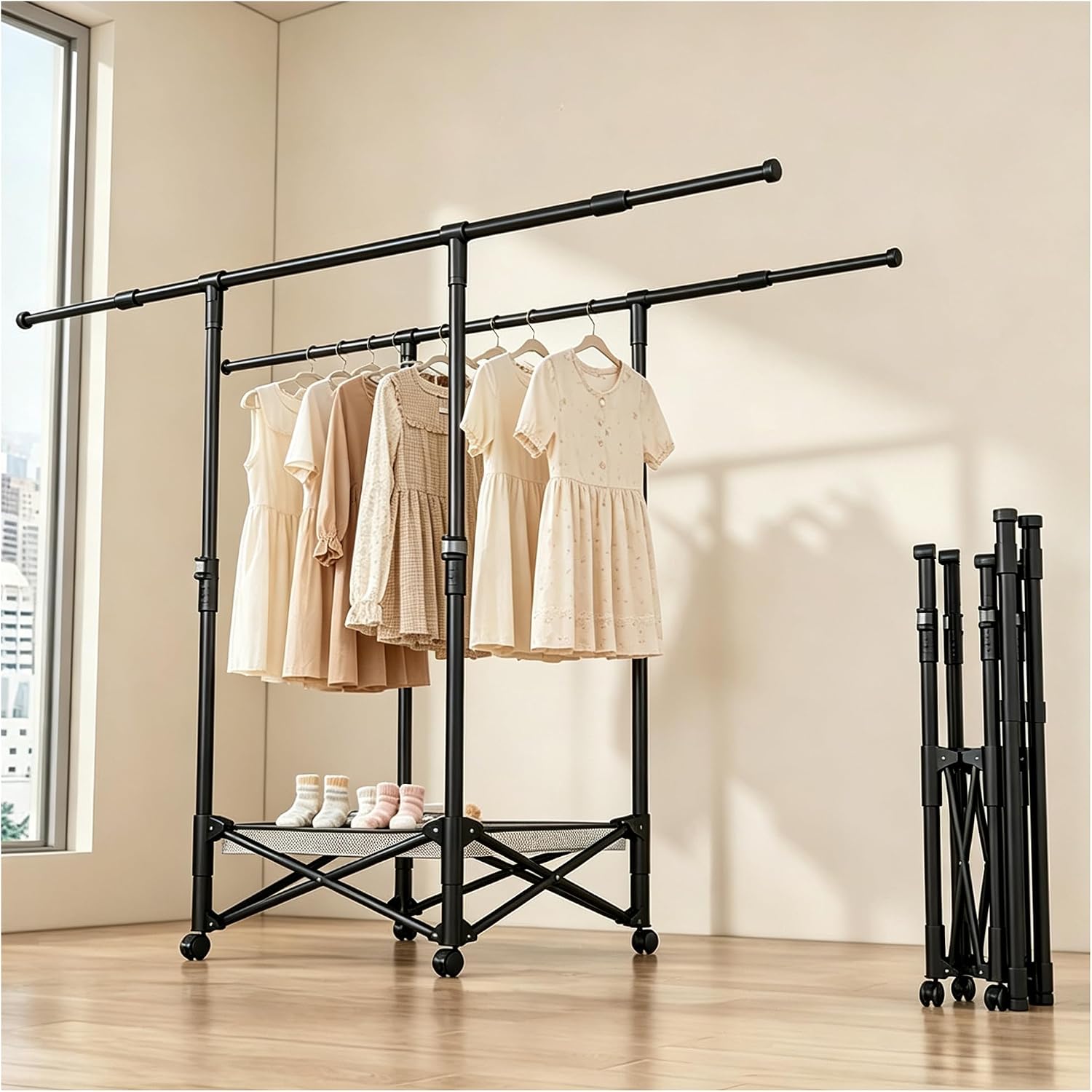 Double-Rod Rolling Clothes Drying Rack - Image 8