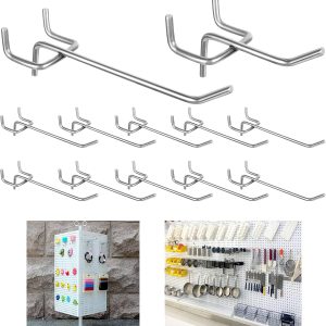 Pegboard Hooks, Peg Hooks Super Heavy Duty Metal Shelving Hooks with Ball Assortment Sturdy Fits 1/4" Pegboard Garage Storage Organizer 10Packs 4 inch - Image 1