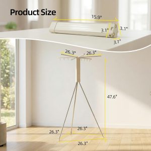 Three-Level Portable Tripod Clothes Drying Rack with Clips - Image 7
