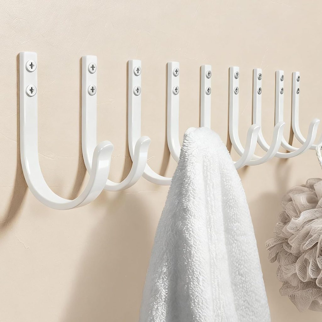 Wall Hooks for Hanging Towel/Coat - 22LB Screw in Metal Hanger Wall Mount, for Outdoor, Closet, Door, Bathrooms, for Backpack, Robe, Black 5 Pack