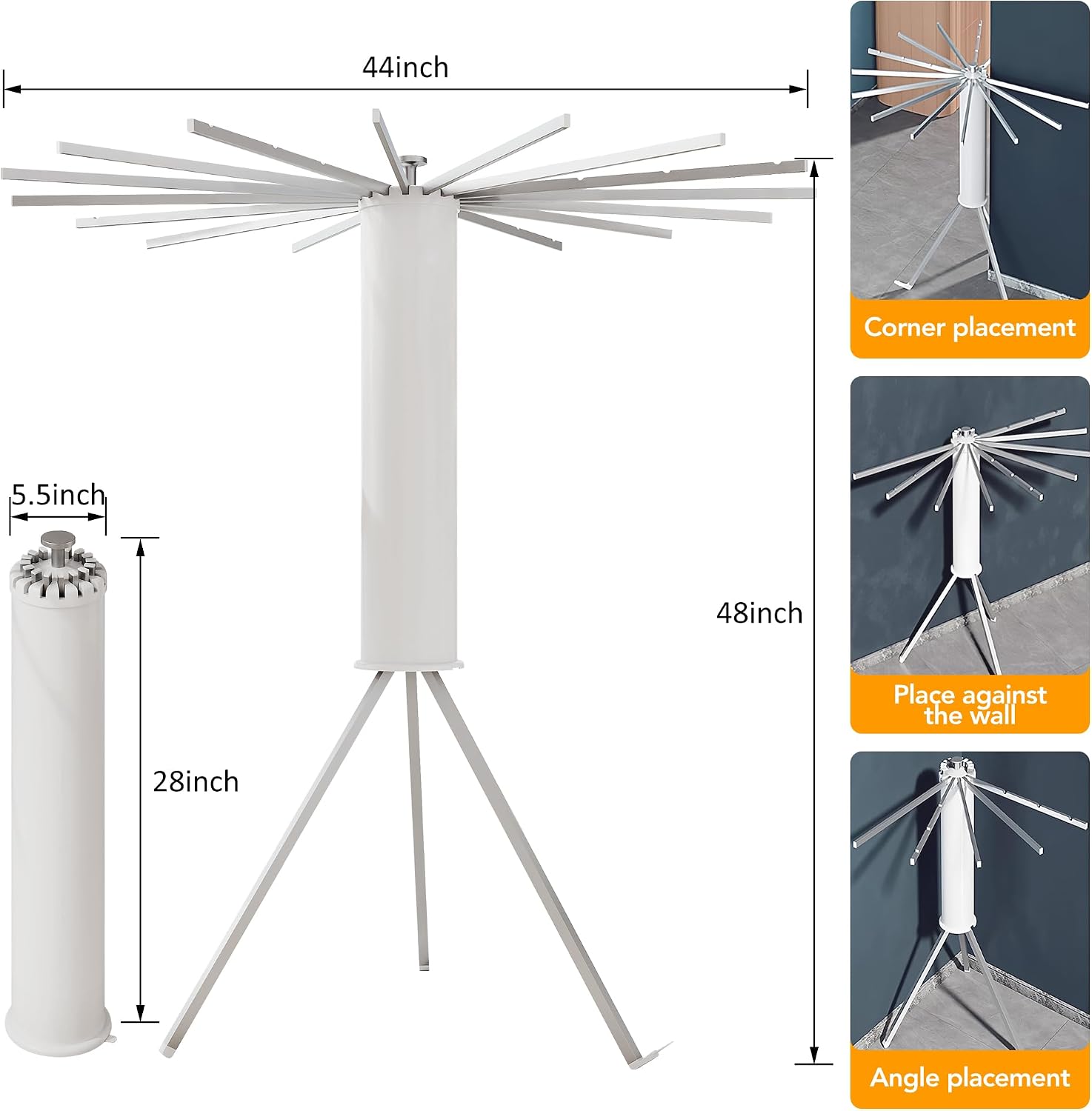 Sixteen-Arm Floor-Standing Clothes Drying Rack - Image 3
