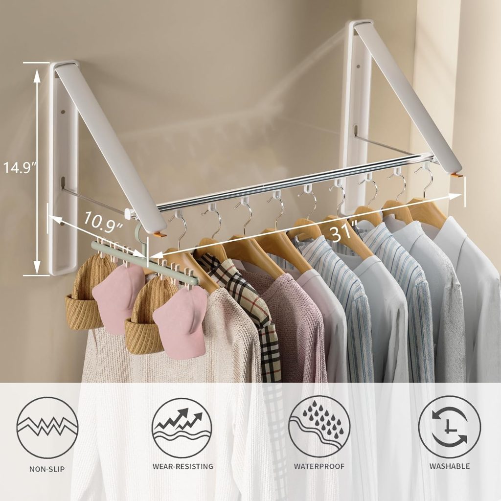 Wall-Mounted Retractable Clothes Drying Rod
