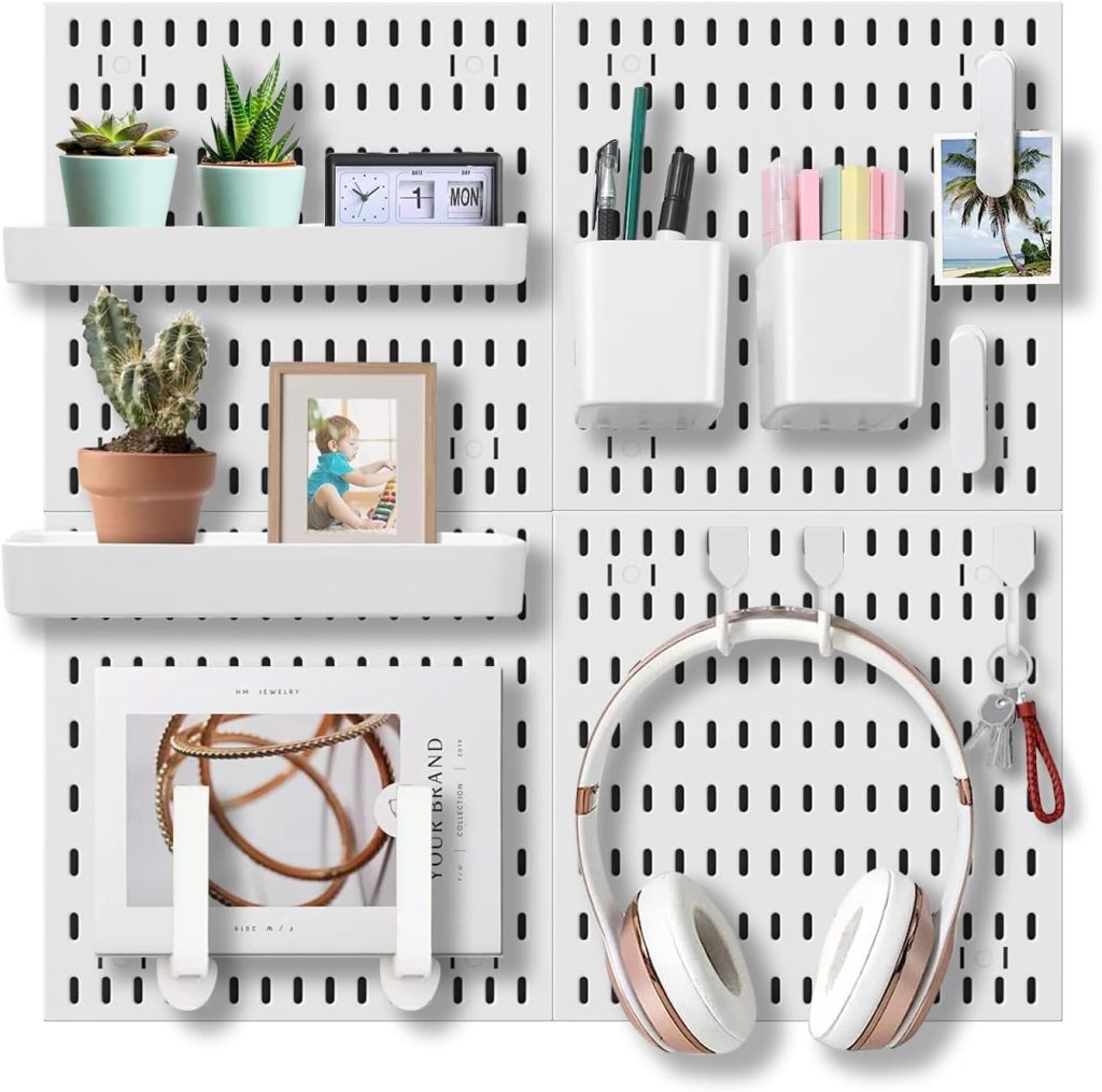 Wall Organizer Peg Board - Elevate And Declutter Your Gaming And Office - Create A Perfectly Structured Space (Black)
