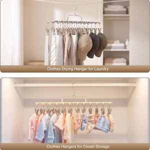 Two-Pack Clothes Drying Hangers with 20 Clips - Image 5