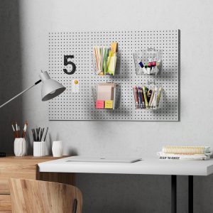 Large Pegboard Cups Peg Board Storage Bin 6 PACK with Hooks, Square Box Shape Pegboard Cup Holder Accessories for Garage Workbench/Craft - Image 3