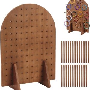 Pegboard Display Stand with 25 Pcs Dowel Rods, Pegboard Accessories Rack, Jewelry Display Stand for Vendors, Oval Pegboard Stand for