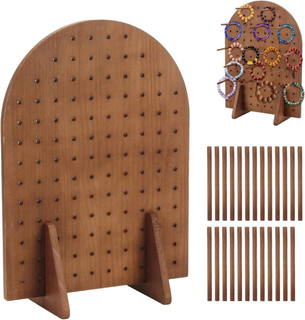Pegboard Display Stand with 25 Pcs Dowel Rods, Pegboard Accessories Rack, Jewelry Display Stand for Vendors, Oval Pegboard Stand for