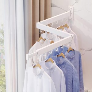 Wall-Mounted Folding Clothes Drying Rack with Extension Arms - Image 2