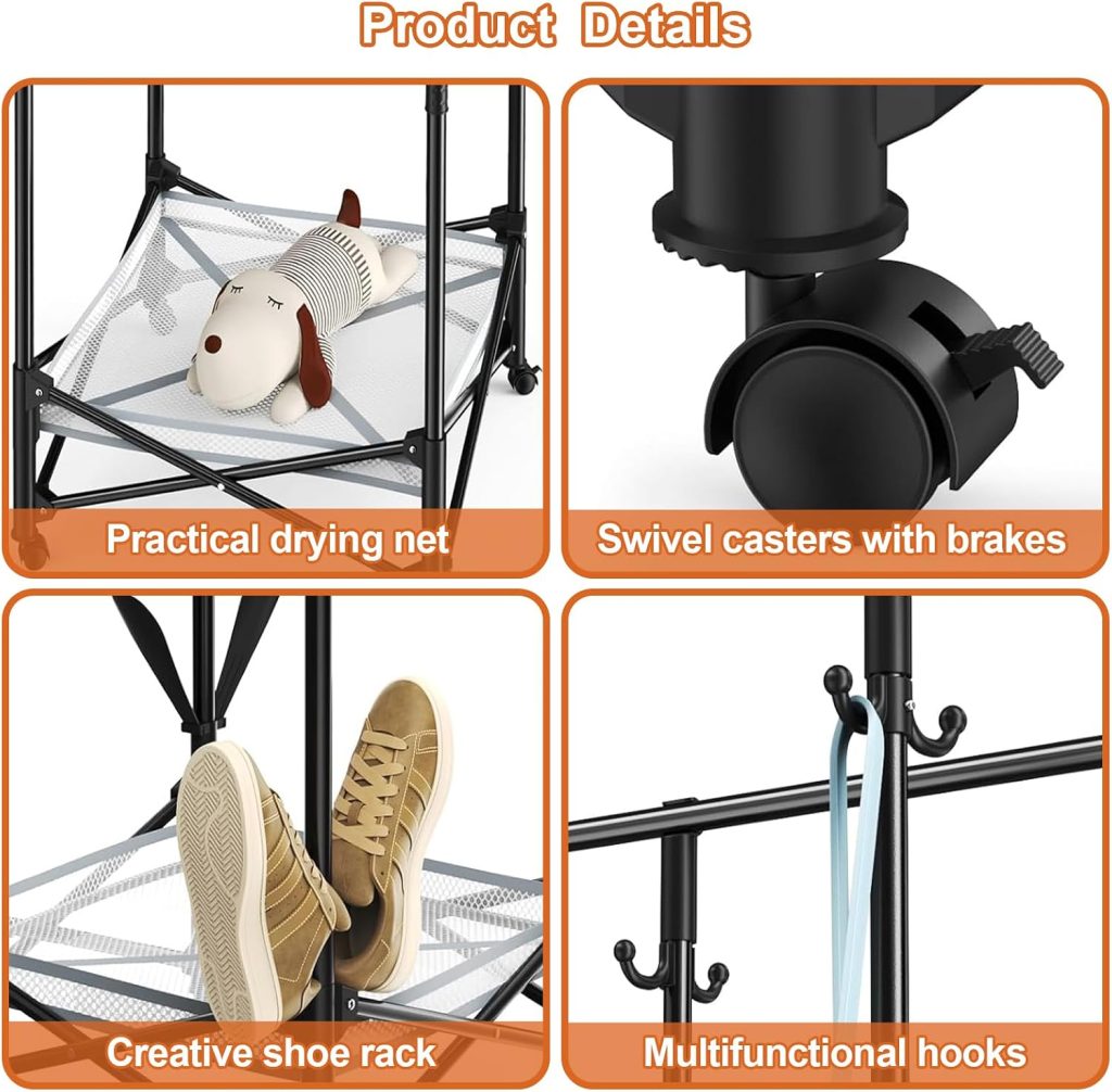 Double-Rod Rolling Clothes Drying Rack