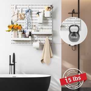 Combination Wall Organizer Kit 11" x 11" - 4 Pack Panel Set with 21 Essential Accessories, Sturdy Wall Mount Display Board for Home, Kitchen, Garage, Workshop, Office, Bathroom & Entryway - Image 2