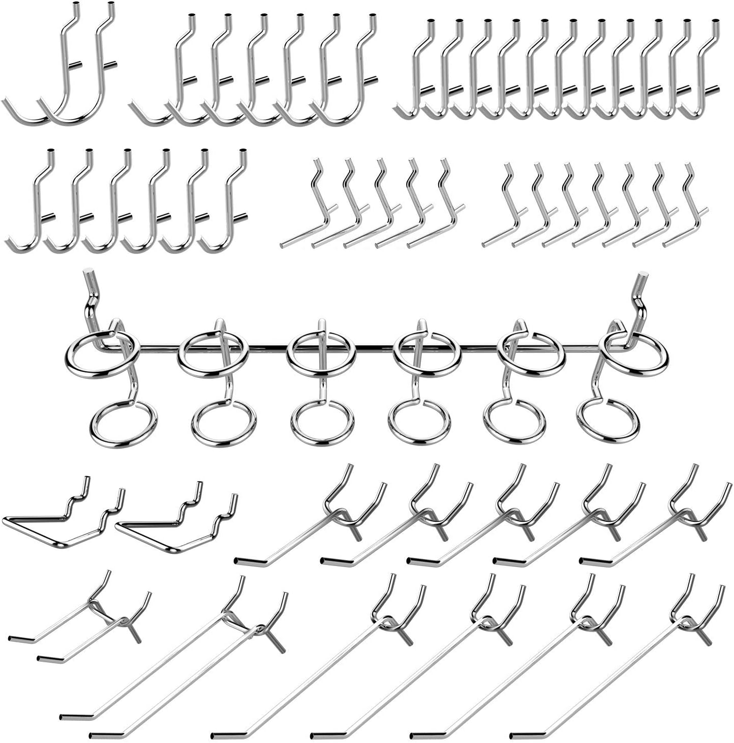 Hook Assortment Set, 50 Piece Heavy Duty, Pegboard Hooks for Tools, Garage & Workshops Hooks and Holders, Accessories for Craft Room, Wall Storage Shelving Peg Hooks - Image 1