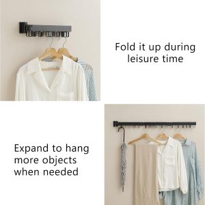 Wall-Mounted Folding Clothes Drying Rack with Swivel Hooks - Image 5