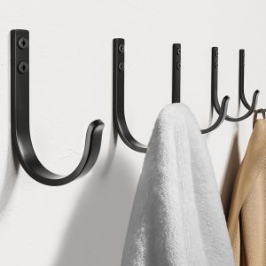 Wall Hooks for Hanging Towel/Coat - 22LB Screw in Metal Hanger Wall Mount, for Outdoor, Closet, Door, Bathrooms, for Backpack, Robe, Black 5 Pack - Image 5