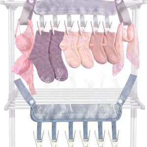 Foldable Mesh Laundry Drying Rack with Clips - Image 1