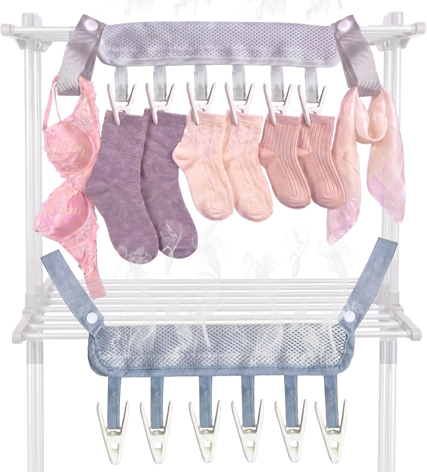 Foldable Mesh Laundry Drying Rack with Clips - Image 1