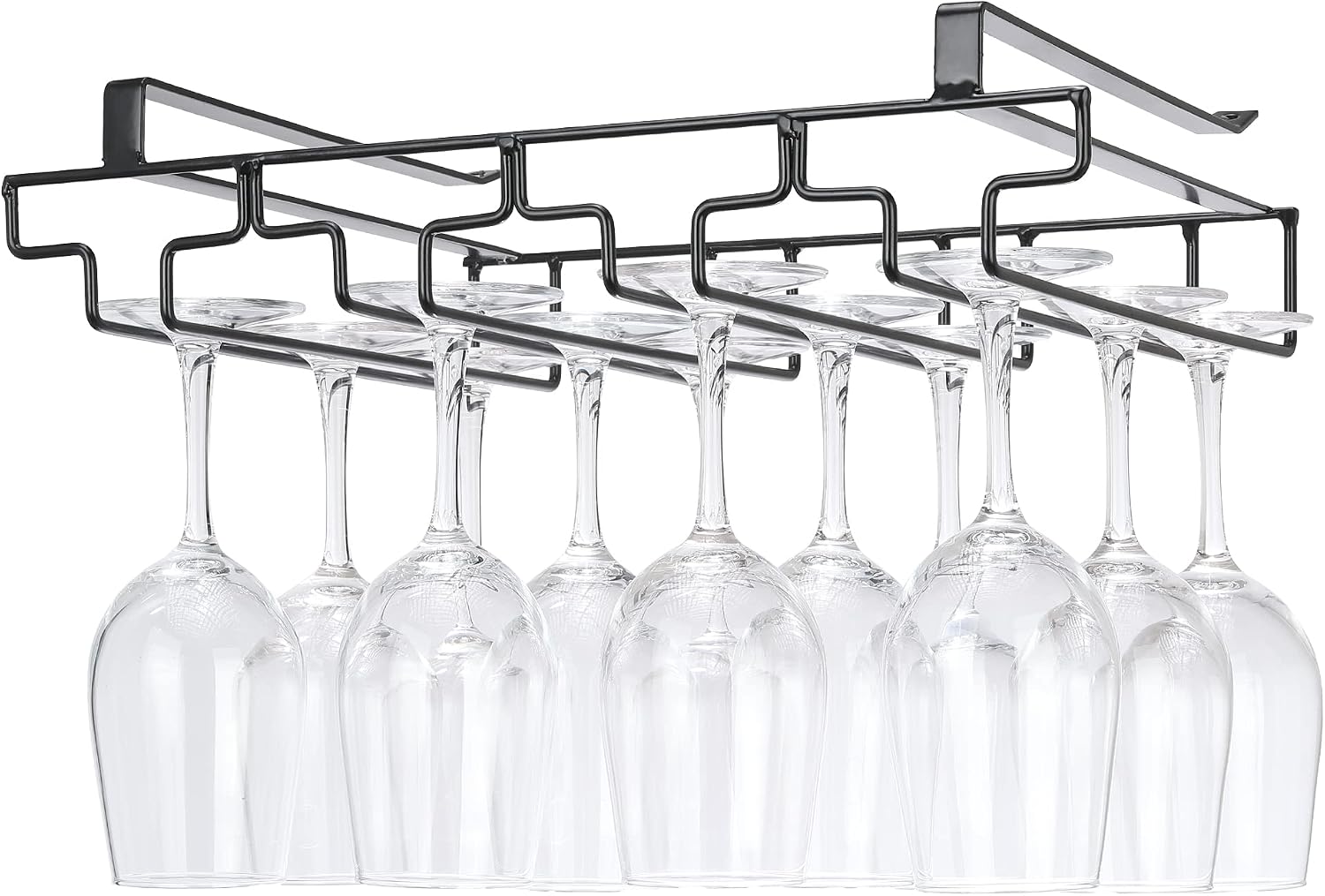 Rack Under Cabinet, Wine Glass Holder, Metal Stemware Rack, Wine Glass Storage Hanger, Single Rail Wine Glass Hanging Rack for Kitchen Bar, Set of 4 - Image 3