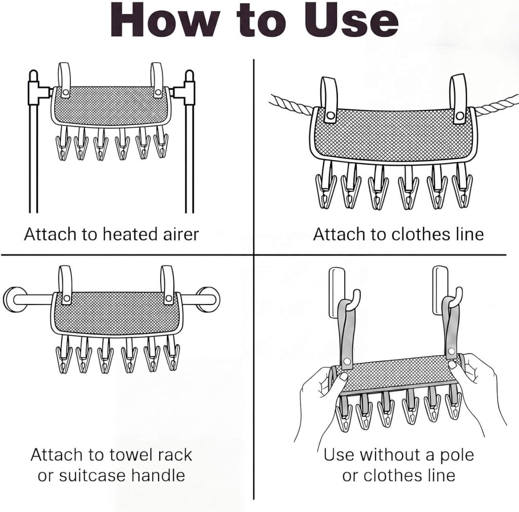 Foldable Mesh Laundry Drying Rack with Clips