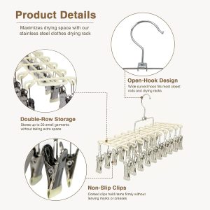 Two-Pack Clothes Drying Hangers with 20 Clips - Image 7