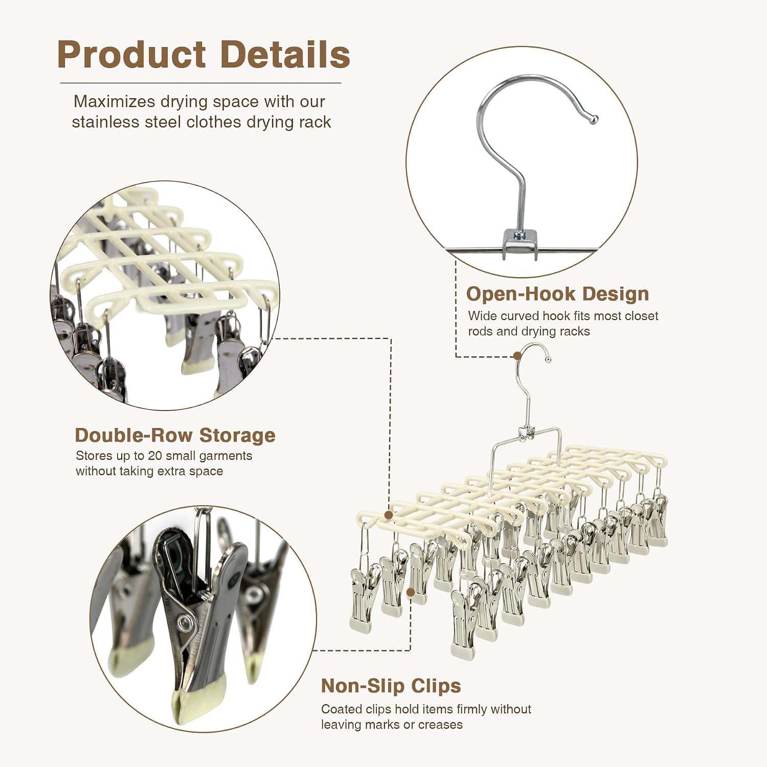 Two-Pack Clothes Drying Hangers with 20 Clips - Image 7