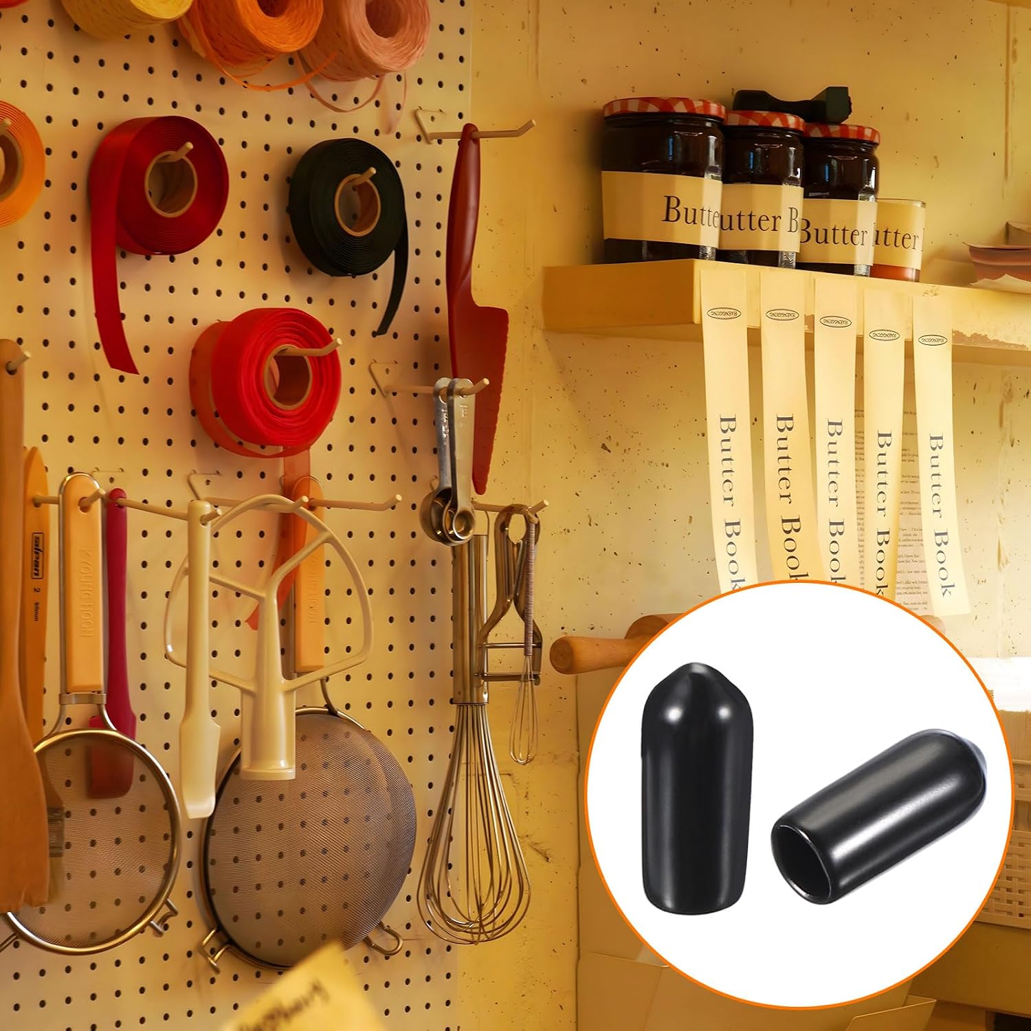 Pegboard Hooks Protector Rubber End Caps, Peg Board Hook Flexible Prongs End Tips Caps Rack Cover for Pegboard Dishwasher Hook, Black(15mm Long 3mm - Image 3