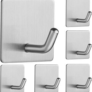 Self Adhesive Hooks, Stick on Hooks Holder for Tea Towel, Robe, Coat, Kitchen, Bathrooms - Stainless Steel, Waterproof & Rustproof, 4 Pack - Image 2