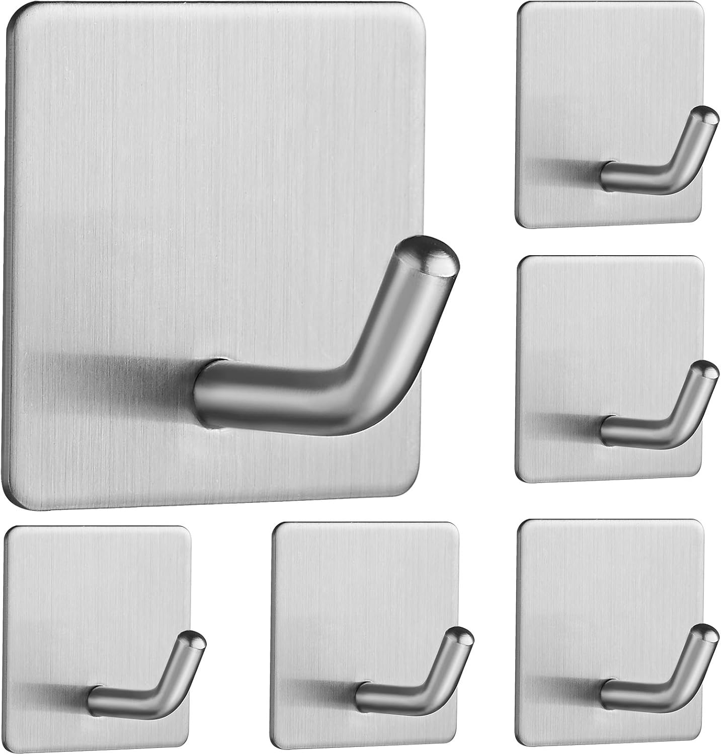 Self Adhesive Hooks, Stick on Hooks Holder for Tea Towel, Robe, Coat, Kitchen, Bathrooms - Stainless Steel, Waterproof & Rustproof, 4 Pack - Image 2