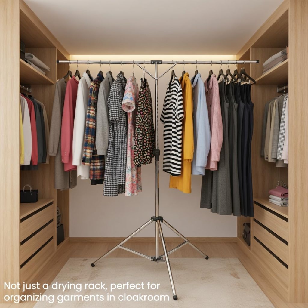 Height-Adjustable Tripod Clothes Drying Rack