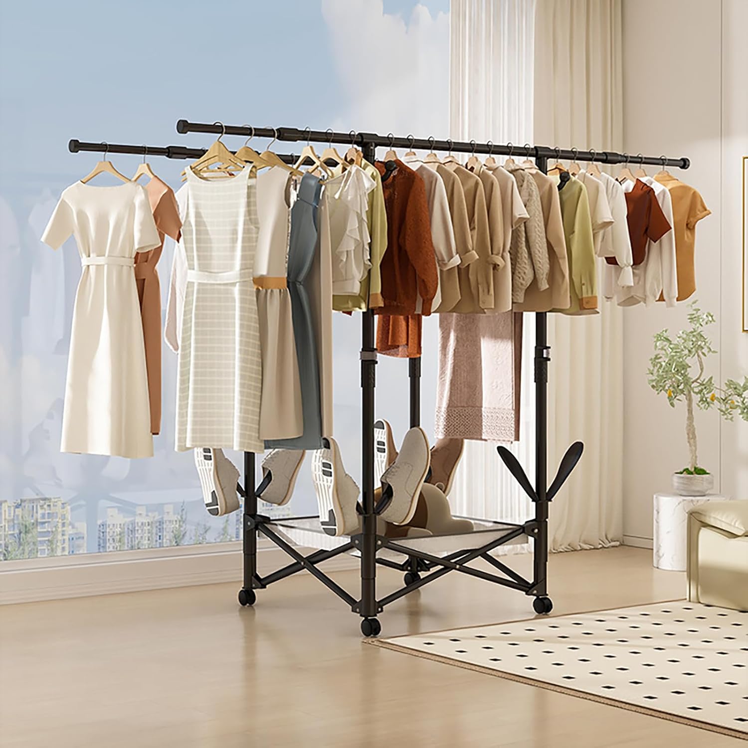 Double-Rod Rolling Clothes Drying Rack - Image 7