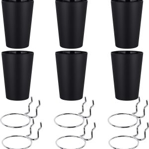Pegboard Hooks and Cups Set for Wall Storage Organization, 6 Ring Style Pegboard Accessories with Black ABS Bins, Stainless Steel Hooks for Garage - Image 2