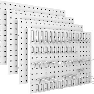 Peg Board, 4/6/8 Pack Metal Pegboard Panels White & Black Pegboards Wall Organizer with 50 Pcs Hooks, Peg Board for Walls Home, Garage Tool Storage - Image 2