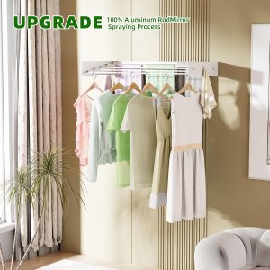 White Wall-Mounted Hidden Clothes Drying Rack, 32 in - Image 3