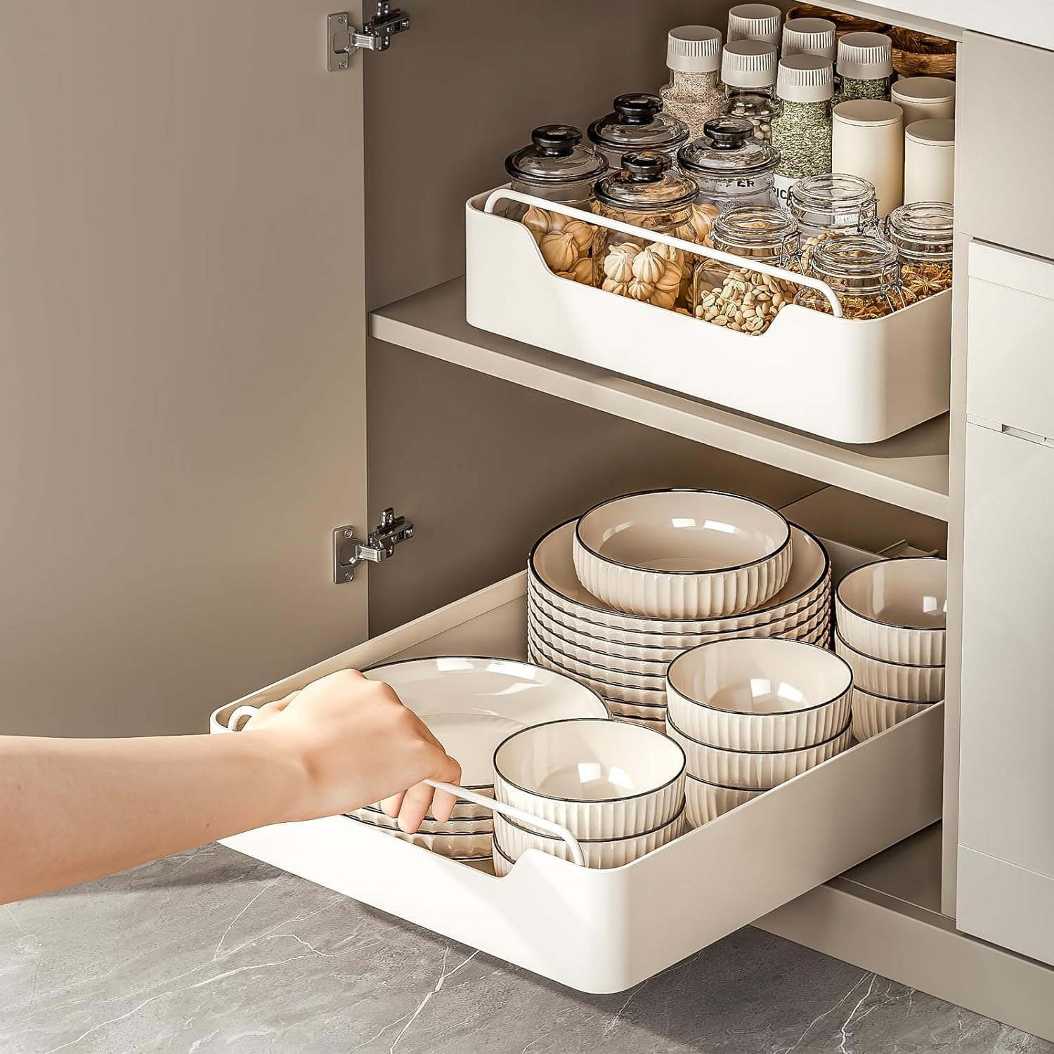 Pull Out Cabinet Organizer Kitchen Storage Organizer, Slide Out Cabinet Drawer Organizer, Heavy Duty Kitchen Cabinet Organizers and Storage, Multifunction Pull Out Drawers for Kitchen Cabinet Pantry - Image 1