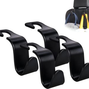 Car Seat Headrest Hook 4 Pack Hanger Storage Organizer Universal for Handbag Purse Coat fit Universal Vehicle Car Black S Type - Image 11