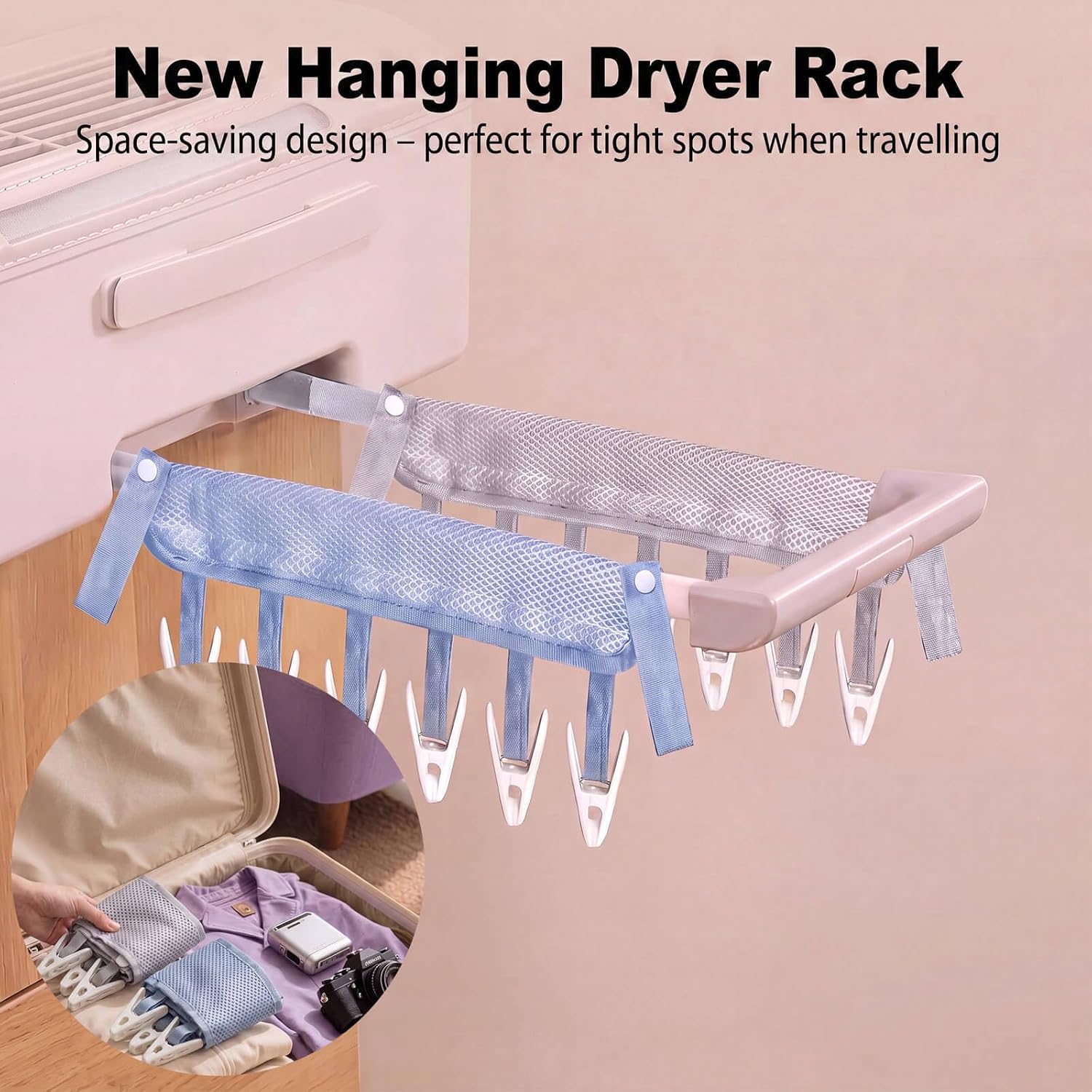 Foldable Mesh Laundry Drying Rack with Clips - Image 4