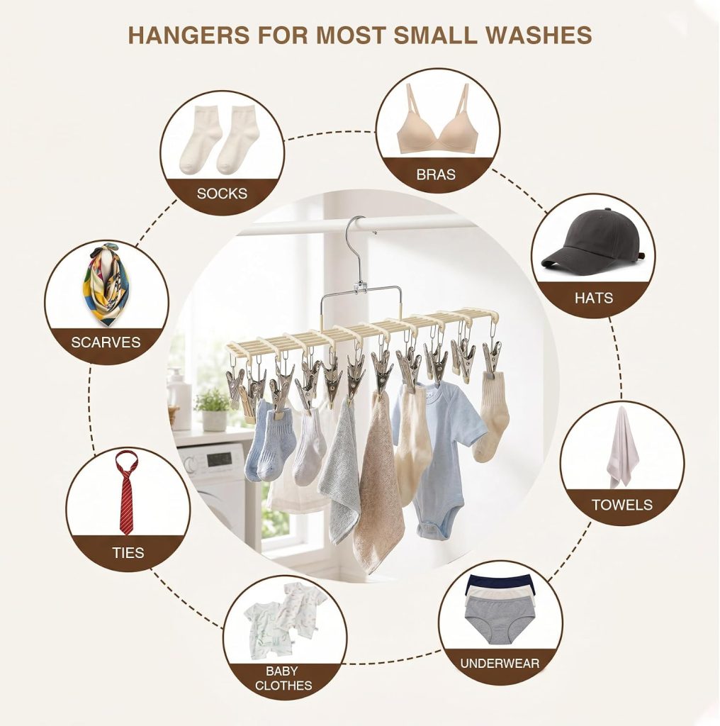 Two-Pack Clothes Drying Hangers with 20 Clips