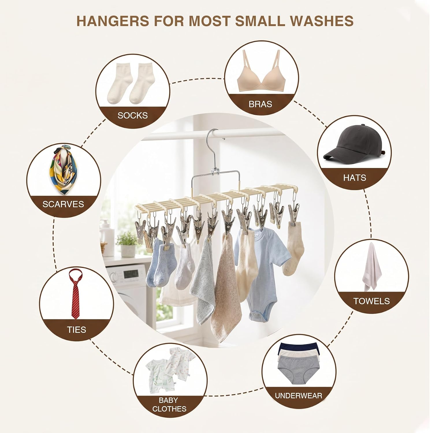 Two-Pack Clothes Drying Hangers with 20 Clips - Image 3