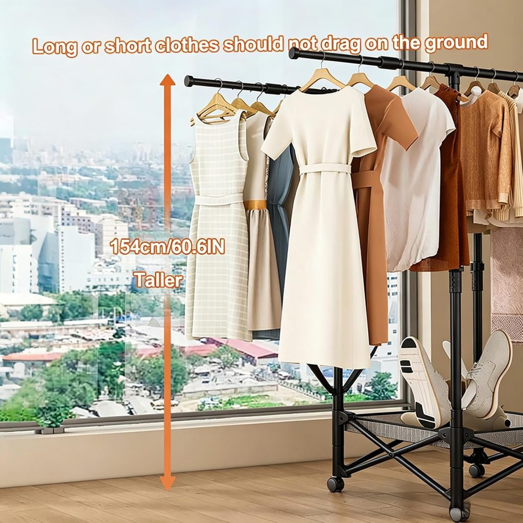Double-Rod Rolling Clothes Drying Rack