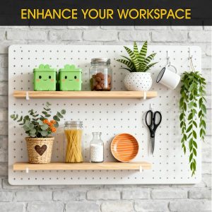 1 Piece Pegboard Shelf, High Stability Shelf with 2 Metal Hooks, 15.7" x 6.1" Peg Board Organizer - Image 3