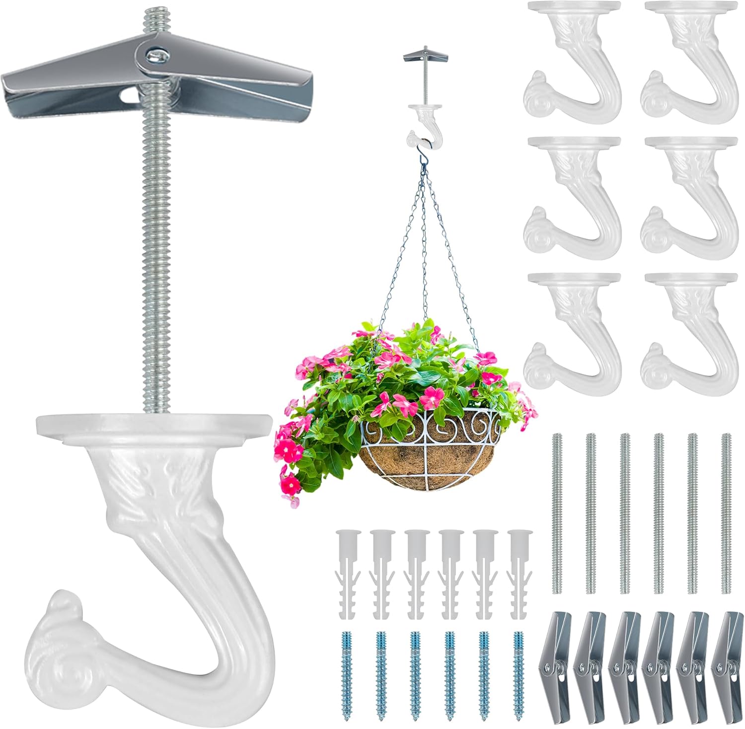 6 pcs Ceiling Hooks for Hanging Plants,Hanging Hanging Lights Metal Small Hooks,Indoor Outdoor Wall Heavy Duty Plant Hanger Swag Hook - Image 2