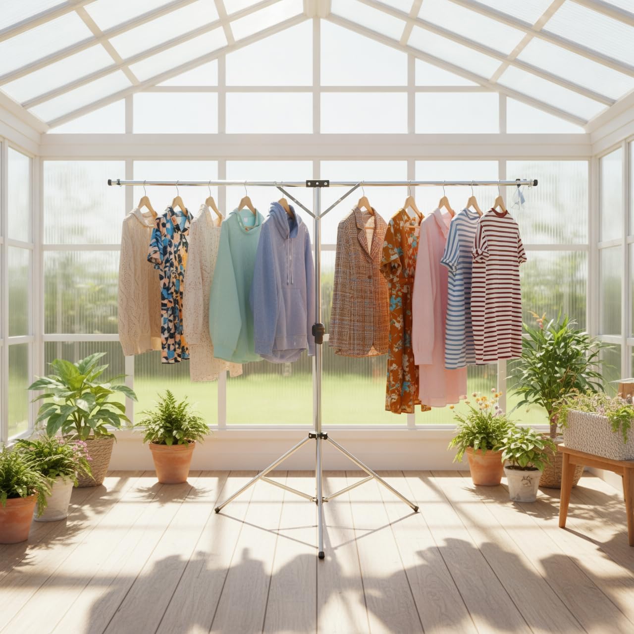 Height-Adjustable Tripod Clothes Drying Rack - Image 5