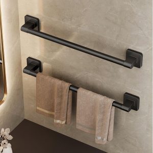 Towel Rail, 40CM Sticky Towel Rail Wall Mounted, Anti Rust Towel Rack, Single Wall Mounted Towel Bars for the Bathroom Kitchen Toilet, Black - Image 4